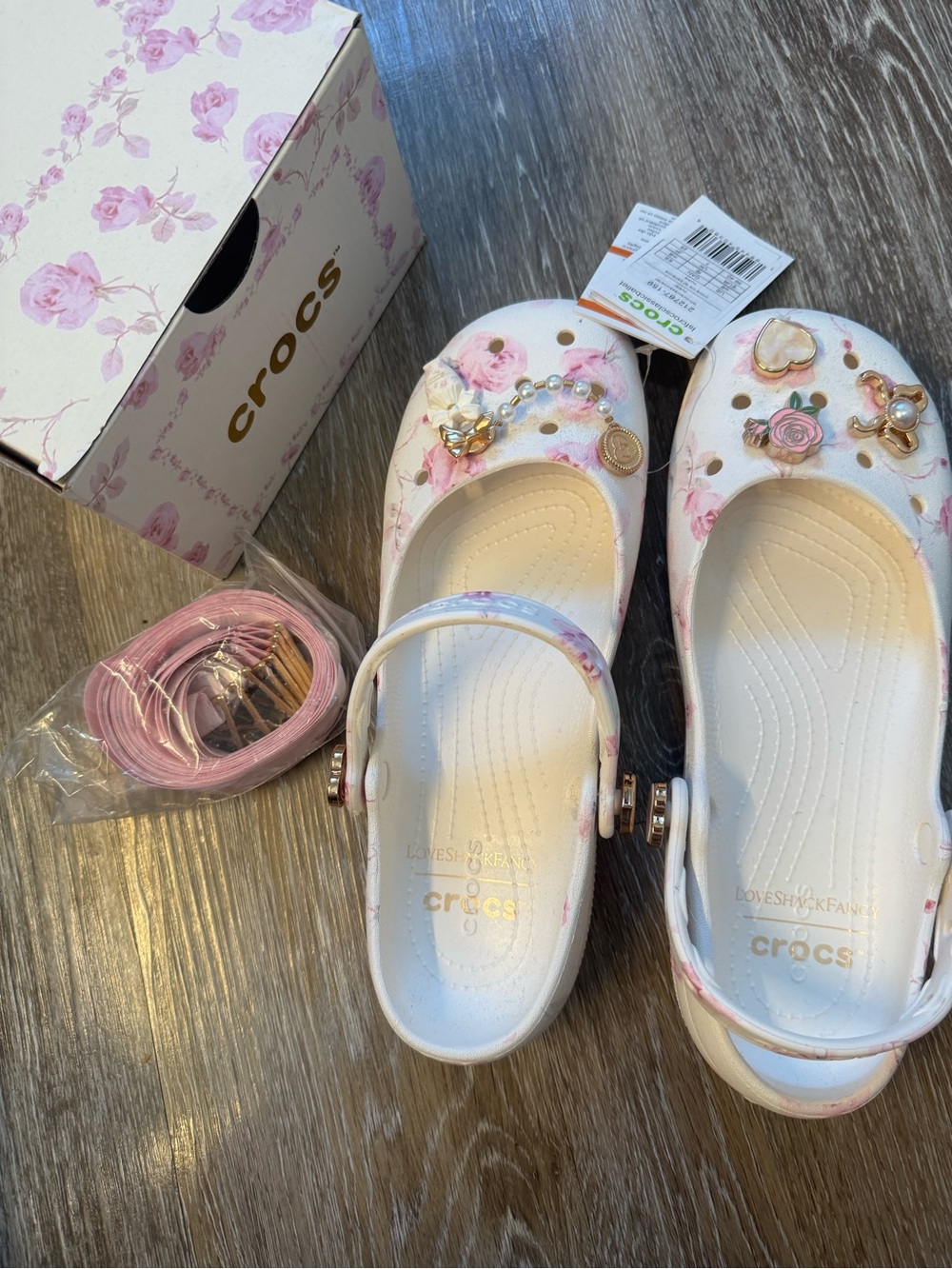 NWT Loveshackfancy crocs limited edition size 9 floral ballet ballerina flats